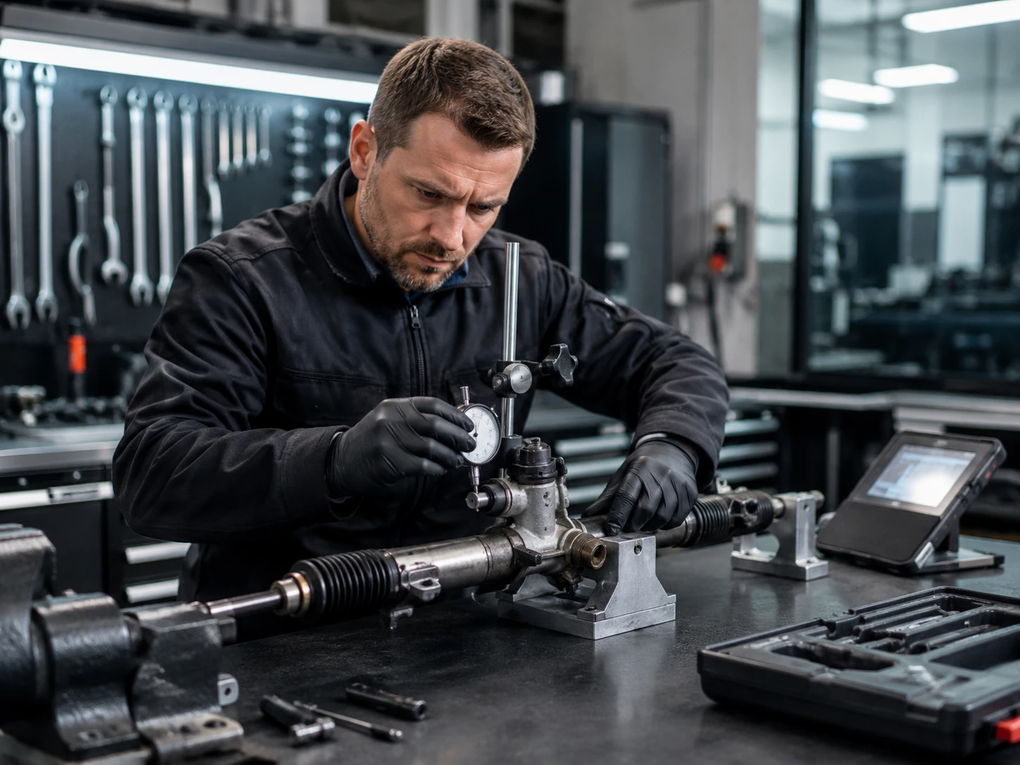 Mechanik wykonujący diagnostykę samochodu — zdjęcie ilustracyjne